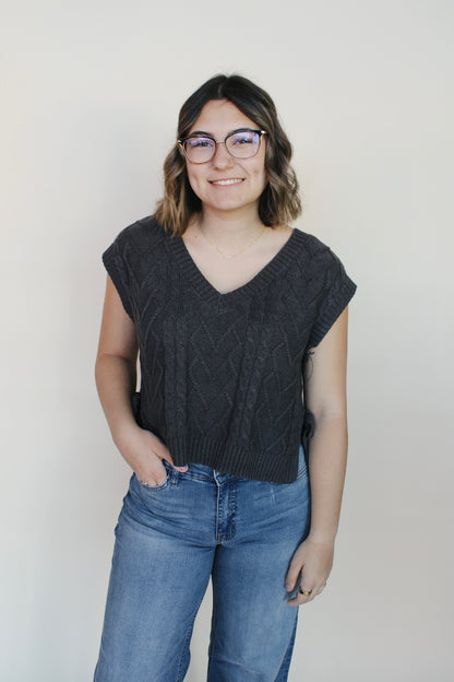 Eva Cable Knit Tie Vest