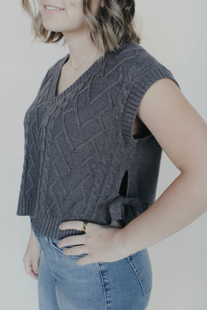 Eva Cable Knit Tie Vest
