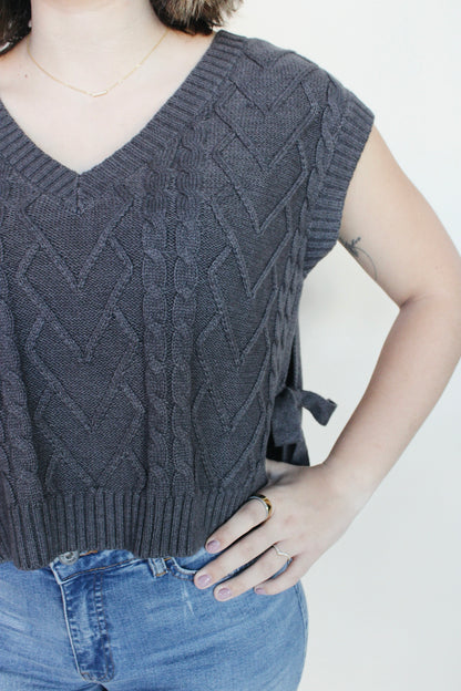 Eva Cable Knit Tie Vest