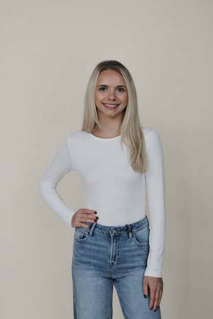 Lauren Long Sleeve Bodysuit - Ivory